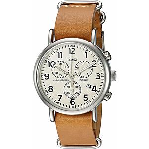 Timex Weekender Chronograph in tan/cream leather for $29