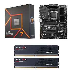 AMD Ryzen 7 7700X, MSI B650-P Pro WiFi, G.Skill Flare X5 Series 32GB DDR5-6000 Kit, Computer Build Bundle - $399.99