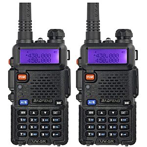 Baofeng UV-5R Two Way Radio Handheld Ham Radio Dual Band Walkie Talkie(2PACK, Black) - $29.99