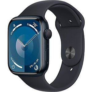 Best Buy App: Apple Watch Series 9 (GPS) 45mm Midnight Aluminum Case with Midnight Sport Band - S/M - Midnight $329