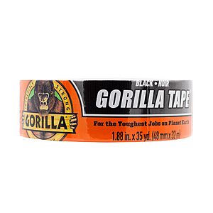 Gorilla Black Duct Tape, 1.88" x 35 yd, Black, (Pack of 1) $8