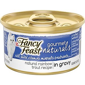 Fancy Feast Gourmet Naturals Natural Rainbow Trout Recipe In Gravy Canned Cat Food, 3-oz can, case of 12 (~56 cents/3 oz.) $6.73