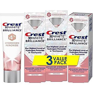 Amazon $10 off $30 Promotion: 3-Pack Crest 3D White Brilliance Hydrogen Peroxide Toothpaste w/ Fluoride (Fresh Mint) 2 x 3-Pack $22.26 ($3.71 each), & More  + Free Shipping