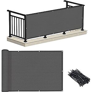 3' x 16' Love Story Balcony Screen Privacy Fence Cover (Charcoal) $16 + Free Shipping w/ Prime or on $25+