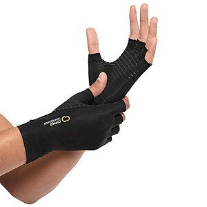 Copper Compression Fingerless Arthritis Pain Relief Gloves (Black) $13.46 w/ S&S + Free Shipping w/ Prime or on $35+