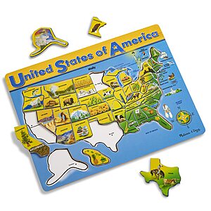 45-Piece Melissa & Doug USA Map Wooden Puzzle Toy $9.44 + Free Shipping w/ Prime or on $35+