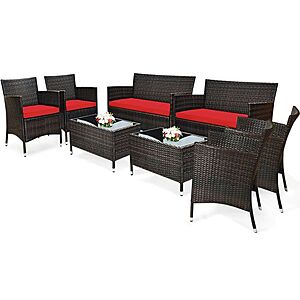 8-Piece Costway Rattan Patio Furniture Set w/ Cushions (8 colors) from $313 + Free Shipping