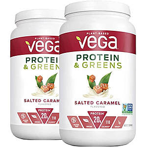 25-Serving 1lb 12.7oz Vega Protein & Greens (Salted Caramel) 2 for $40,100-Ct Single Serving Vega One Organic Shake (Coconut Almond) $50, More + Free Shipping on $99+