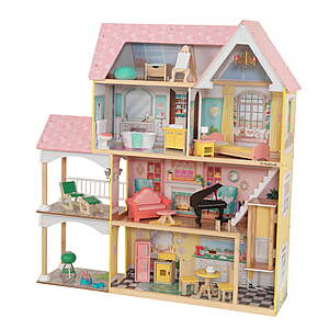 KidKraft Lola Mansion Wooden Dollhouse  - over 4 feet Tall  Lights & Sounds  30 Pieces  For Ages 3+ $99