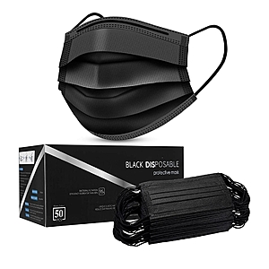 50-Pack Black Disposable Face Masks $7.69