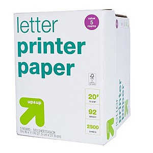 5pk 500 Sheets - Letter Printer Paper - $9.84
