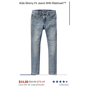 Gap Factory : F/S No Min. Plus An Additional 40% Off All Orders,Includes Clearance. Boy’s Jeans From $9, And More.