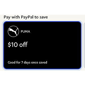 PayPal: (Select Accounts) $10 off purchase of $100+ at PUMA.