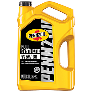 Pennzoil 5W-30, 5W-20 or 0W-20 Full Synthetic Motor Oil , 5 Quart for $18.84 at Walmart Free Ship with Qty 2 or Free In-store Pickup
