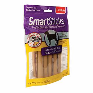 Smartsticks Bacon and Cheese 10-count Dog Chew (8 ounces) - $2.79 at Amazon with subscribe and save + free shipping with prime