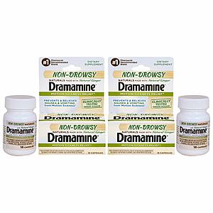 36 count - Dramamine Non-Drowsy Naturals Motion Sickness Relief  - $6.24 AC and subscribe and save at Amazon $6.32