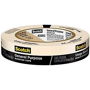 Scotch General Purpose Masking Tape, 0.94 inches by 60 yards, 2050, 1 roll $1.74