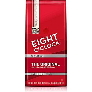 (S&S) Eight O'Clock Coffee The Original, 42 Ounce (Pack of 1) Medium Roast Whole Bean Coffee, 100% Arabica, Kosher Certified $13.28