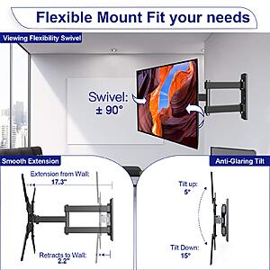 TV Wall Mount, Full Motion Tilting TV Mount Bracket for Most 13-55 Inch LED LCD Flat Curved Screen TVs $14.19