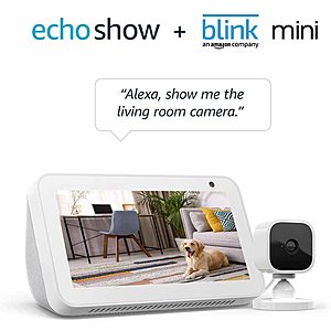 Echo Show 5 Sandstone with Blink Mini Indoor Smart Security Camera, 1080 HD with Motion Detection $49.99