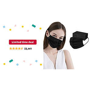 100 Disposable 3 Ply Face Mask (100 masks, Black) - $5.94