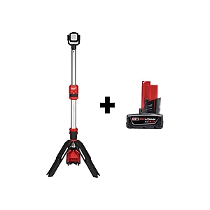 Milwaukee M12 12-Volt Lithium-Ion Cordless 1400 Lumen ROCKET LED Stand Work Light with M12 4.0 Ah Battery-2132-20-48-11-2440 - $129
