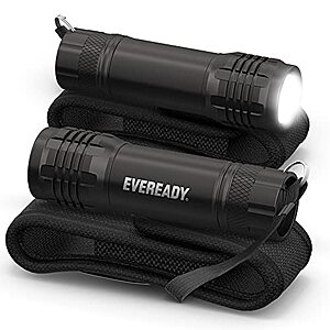 2-Pk Eveready LED Tactical Flashlights S300 with Holsters - IPX4 Water Resistant $6.86 at Amazon