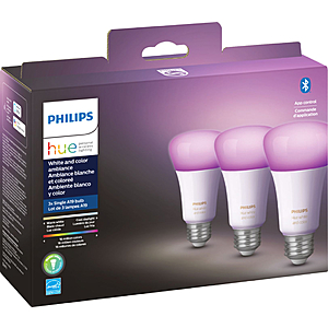 Philips Hue White & Color Ambiance A19 Bluetooth LED Smart Bulbs (3-Pack) Multicolor 562785 - $89.99