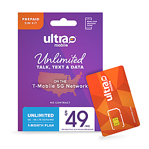 Ultra Mobile 1 month of unlimited plan for $25 @ Bestbuy  (perfect for summer visitors)