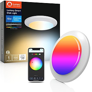 15W Lumary WiFi Smart LED Disk Ceiling Light 5/6" Model A $25.30 + Free Shipping