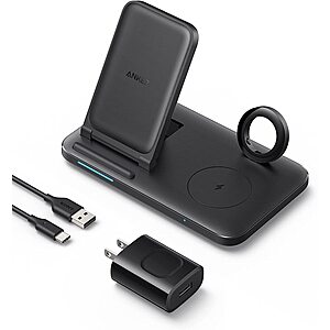 Anker Foldable 3-in-1 Wireless Charging Station 335 w/ Adapter $19.60