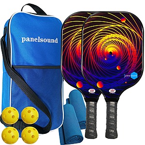 2 Ct Panel Sound USAPA Approved Pickleball Paddles with 2 Cooling Towels, 4 Indoor Balls & 1 Carrying Case $27 + Free Shipping