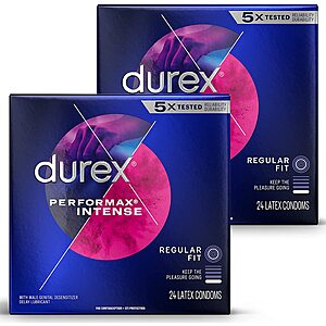 Durex Performax Intense Ultra Fine Ribbed Condoms (48 Count) $11.49 w/Amazon Hub Pickup Coupon