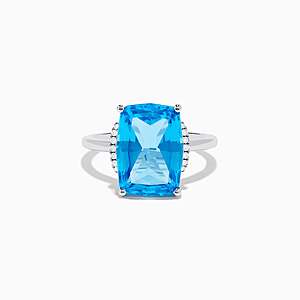 Effy Jewelry White Gold Blue Topaz and Diamond Ring $795