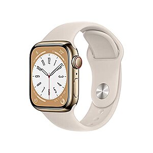 Apple Watch Series 8 GPS + Cellular 41mm Gold Stainless Steel Case with Starlight Sport Band - M/L $490.64