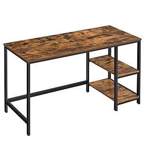 Robichaux Desk Wooden Office Desk w/ Metal Legs, Adjustable Feet & 2 Shelves (Rustic Brown): 55" $47.70, 47" $40.50 + Free Shipping