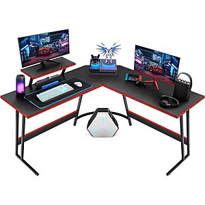 51" Homall L-Shaped Corner Desk w/ Monitor Stand (Black) $37.50 + Free Shipping