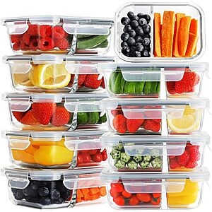 10-Pack 22-Oz Bayco Glass Meal Prep Containers w/ Lids $18 + Free Shipping w/ Prime or $35+