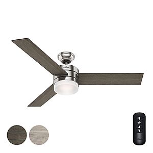 (Certified Refurbished) 54" Hunter Brushed Nickel Ceiling Fan w/ Light $56.80 + $10 off 2 Items & More + Free Shipping