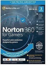 Norton 360 for Gamers - $1 for First Year. Multiple layers of protection for up to 3 Devices + VPN at Norton