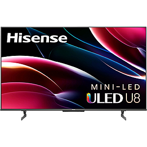 65" Hisense 65U8H Mini LED Quantum ULED 4K UHD Smart Google TV $900 & More + Free Shipping