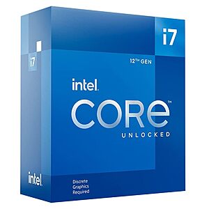 Intel Core i7-12700KF Gaming Desktop Processor 12 (8P+4E) $209.98 + Free Shipping w/ Prime