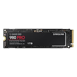 SAMSUNG 980 PRO SSD 1TB PCIe 4.0 NVMe Gen 4 Gaming M.2 Internal Solid State Hard Drive Memory Card, Maximum Speed, Thermal Control, MZ-V8P1T0B - $119.99 at Amazon