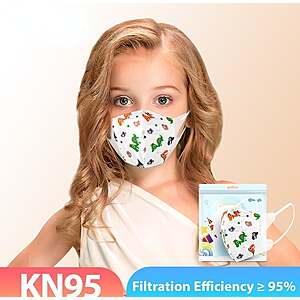 50PCS KN95 Disposable Face Masks for Kids 4-12 Years, 5-Layer, 3D Design Protection  $43.79 + Free Shipping