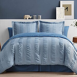 Bedsure Combine Bedding Comforter Set Stripes Seersucker & Mattress Topper with Sherpa Cover $21.59~$39.99 + Free Shipping with Prime