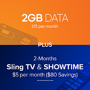 Get 2-Months of Sling TV + SHOWTIME for $5/mo. When You Switch To Boost’s Unlimited Talk, Text, & 2GB Plan ($15/Mo) $20
