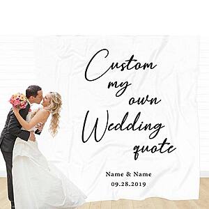 100% Wrinkle-Free Cotton Personalized Backdrops for Wedding and Bridal Shower for $24.86