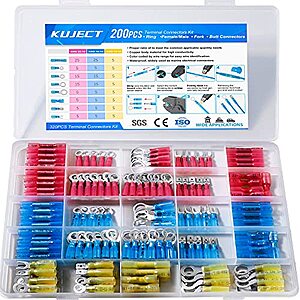 Kuject 200~600Pcs Heat Shrink Wire Connectors, Multipurpose Waterproof Electrical Wire Terminals kit From $9.93 FS