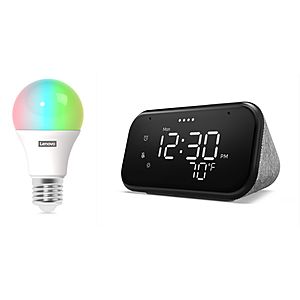Lenovo Smart Clock Essential and Smart Color Bulb - $29.98 at Walmart