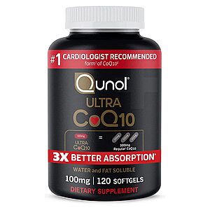 Amazon CoQ10 100mg Softgels - Qunol Ultra 3xnc Better Antioxidant Supplement For Vascular And Heart Health & Energy Production - 4 Month Su $17.98